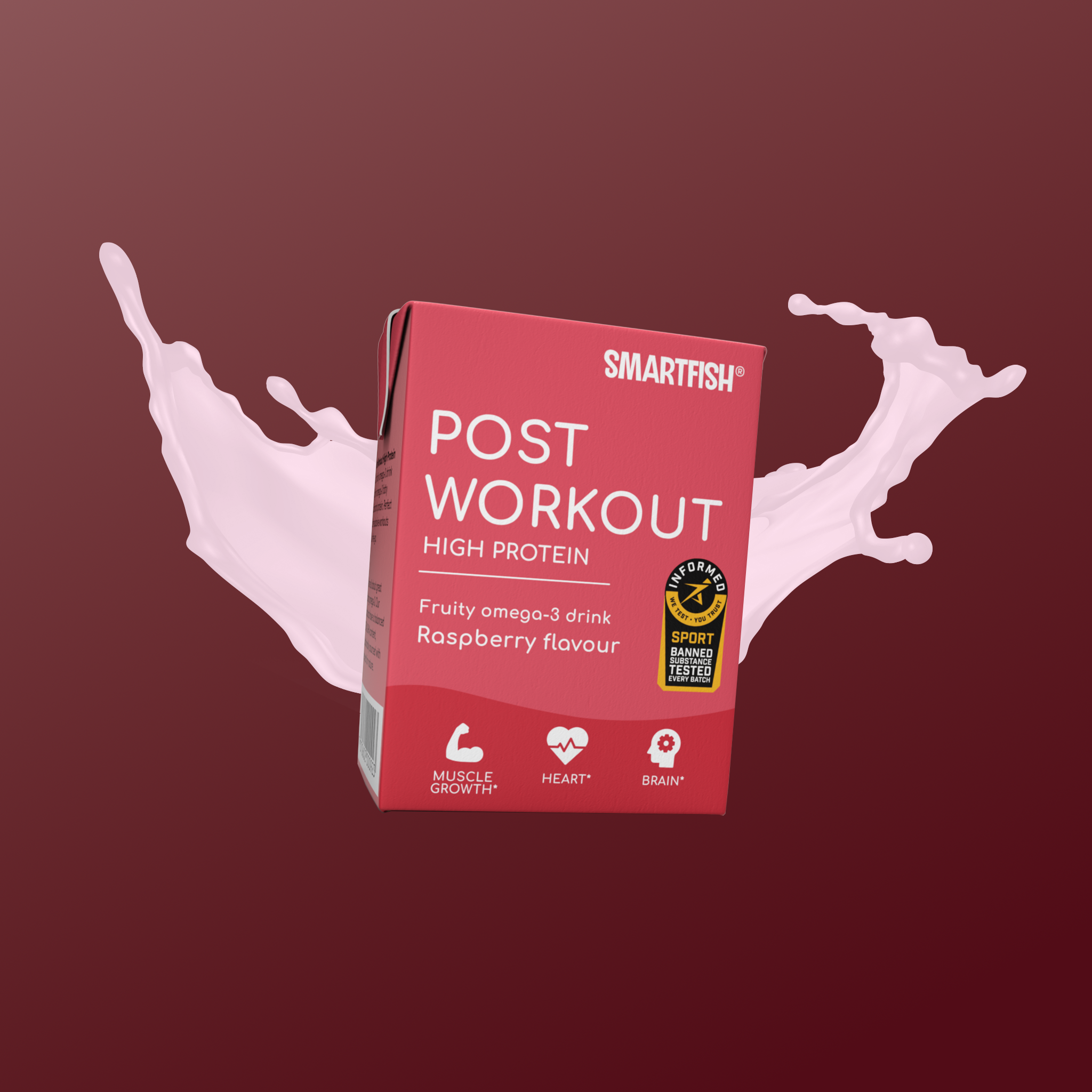 Smartfish Post Workout Bringebærsmak 18-pack